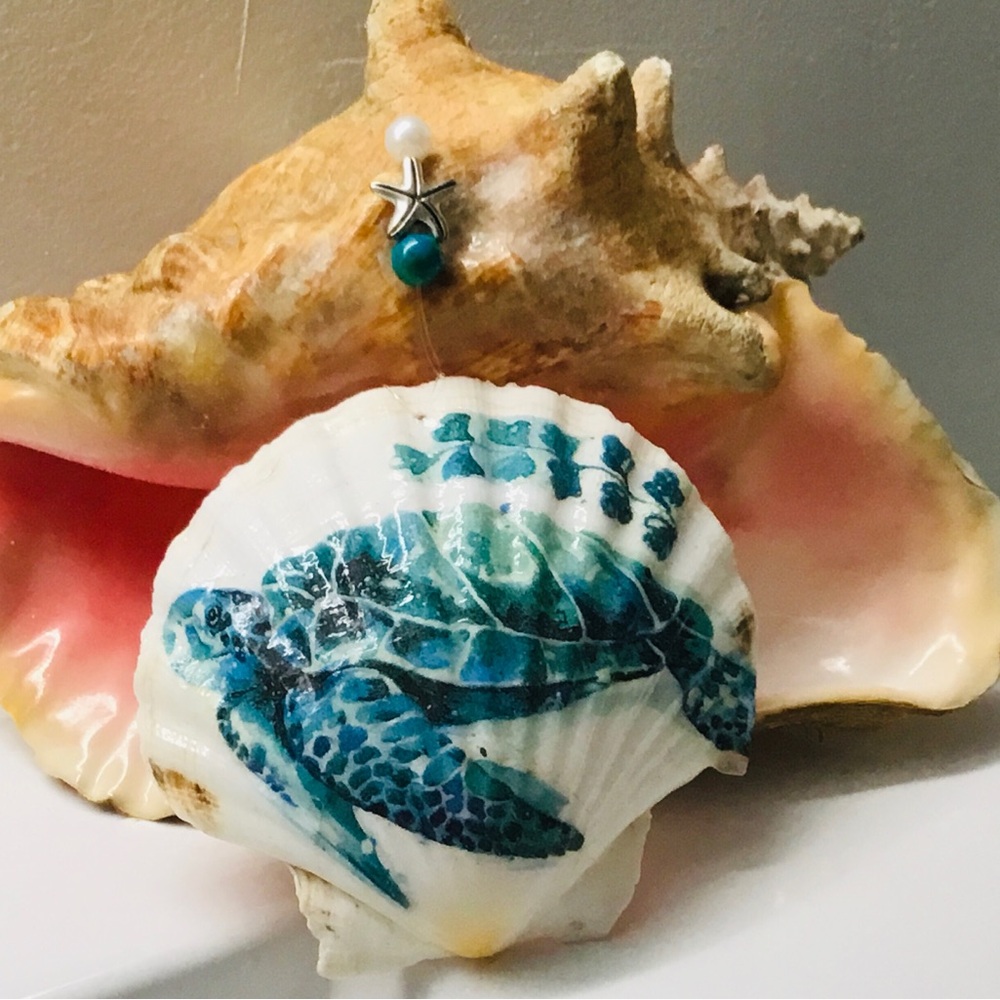 White shell ornament Handmade